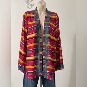Andree By Unit Open Cardigan Western Boho Embroidery Size Large